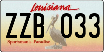 LA license plate ZZB033