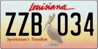 LA license plate ZZB034