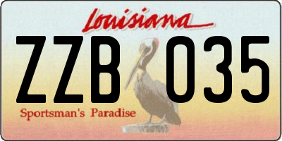 LA license plate ZZB035