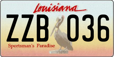 LA license plate ZZB036