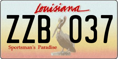 LA license plate ZZB037