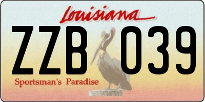 LA license plate ZZB039