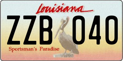 LA license plate ZZB040