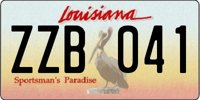 LA license plate ZZB041