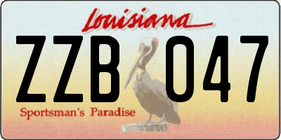 LA license plate ZZB047