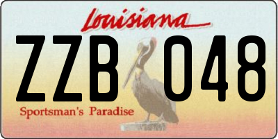 LA license plate ZZB048