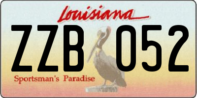 LA license plate ZZB052