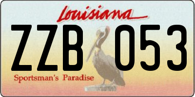 LA license plate ZZB053