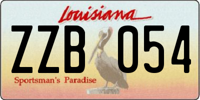 LA license plate ZZB054