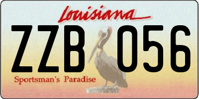 LA license plate ZZB056