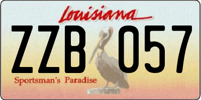 LA license plate ZZB057