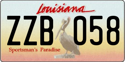 LA license plate ZZB058