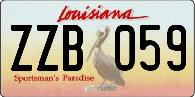 LA license plate ZZB059