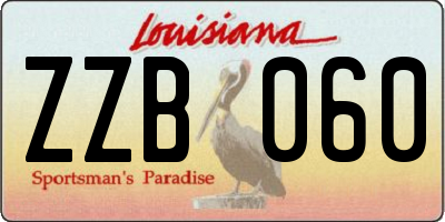 LA license plate ZZB060