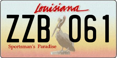 LA license plate ZZB061