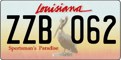 LA license plate ZZB062