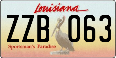 LA license plate ZZB063