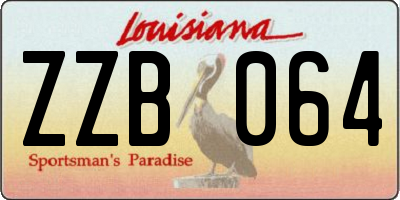 LA license plate ZZB064