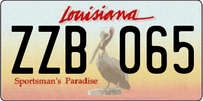 LA license plate ZZB065