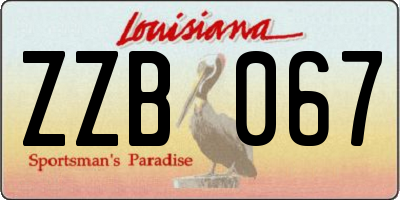 LA license plate ZZB067