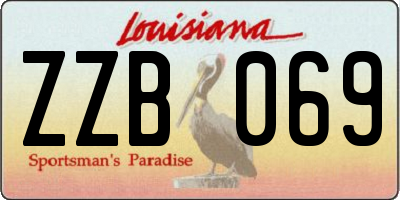 LA license plate ZZB069