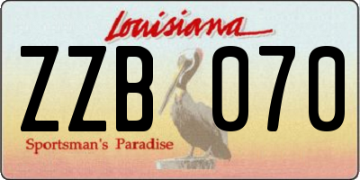 LA license plate ZZB070