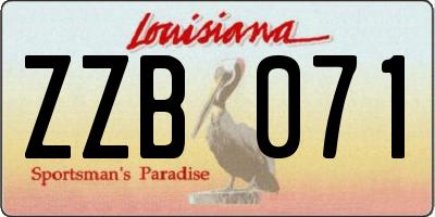 LA license plate ZZB071