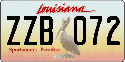 LA license plate ZZB072