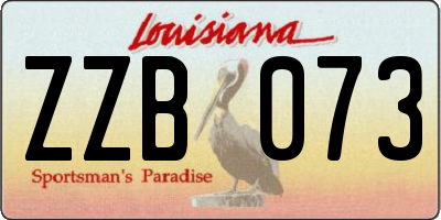 LA license plate ZZB073