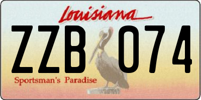 LA license plate ZZB074