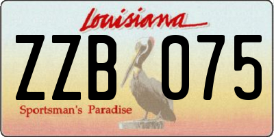 LA license plate ZZB075