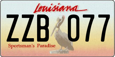 LA license plate ZZB077