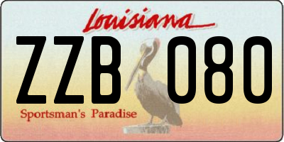 LA license plate ZZB080