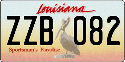 LA license plate ZZB082