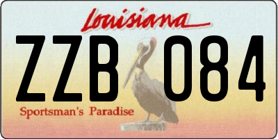 LA license plate ZZB084