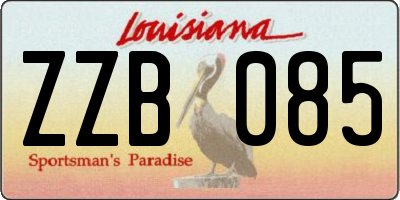 LA license plate ZZB085