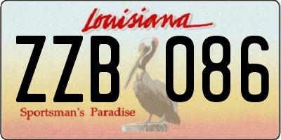 LA license plate ZZB086