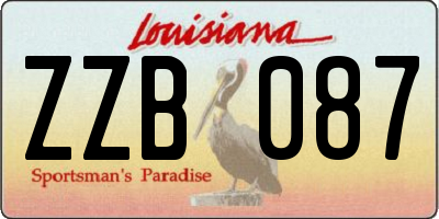 LA license plate ZZB087