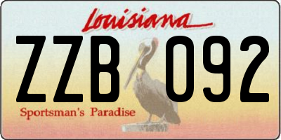 LA license plate ZZB092