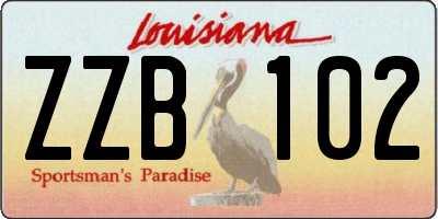 LA license plate ZZB102