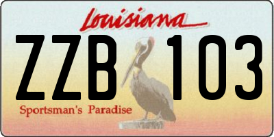 LA license plate ZZB103