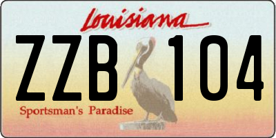 LA license plate ZZB104