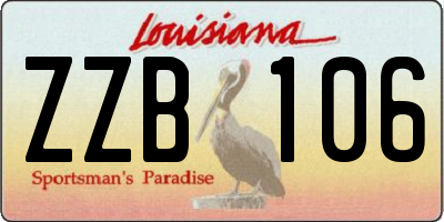 LA license plate ZZB106