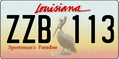 LA license plate ZZB113