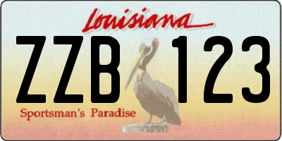 LA license plate ZZB123