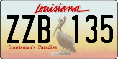 LA license plate ZZB135