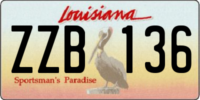 LA license plate ZZB136