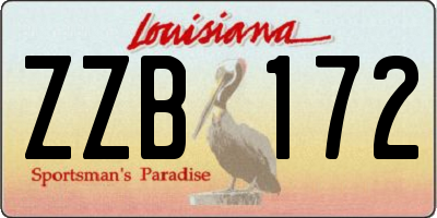 LA license plate ZZB172