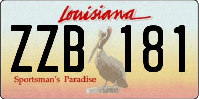 LA license plate ZZB181