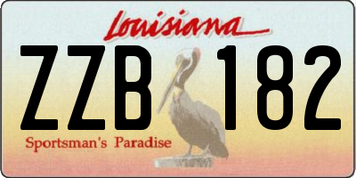 LA license plate ZZB182